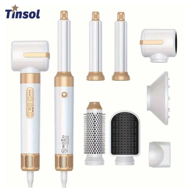 Tinsol 7 In 1 Hair Dryer Brush Brushless High Speed Hair Dryer with Diffuser Ionic Blow Dryer Hot Air Styling Comb Hair Curler X251114