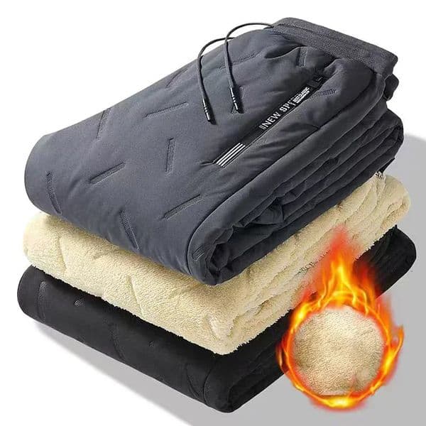 2025 Mens Winter Sweatpants Plush Thick Fleece Lambswool Thermal Casual Waterproof Windproof Warm Trousers 251103