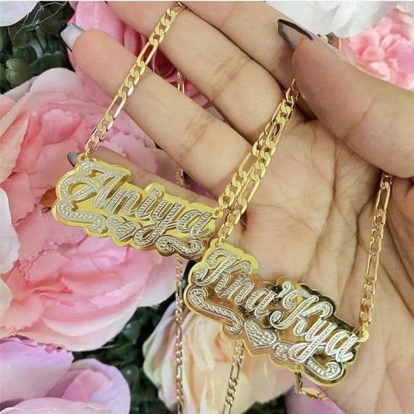 18K Gold Plated Double Layers Nameplate Necklaces Customized Name Pendant Hip-hop 3D Necklace For Women Personalized Gifts 251110