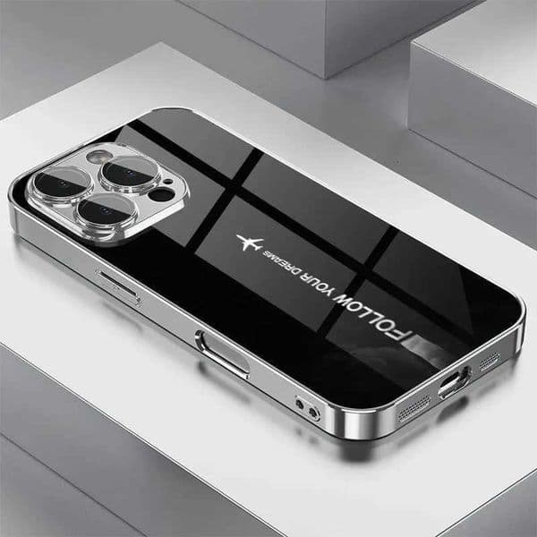 Travel-inspired Airplane Route Glass Electroplated Phone Case for iPhone Case for 11/12/13/14/15/16/17 Pro MAXM251114