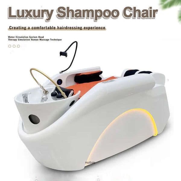 Professional Hair Salon Barber Shop Shampoo Bed Top Notch High-End Luxury Salon Furniture Shampoo Chair Hair Washing Head Back Leg Massage Shampoo Bed Chair