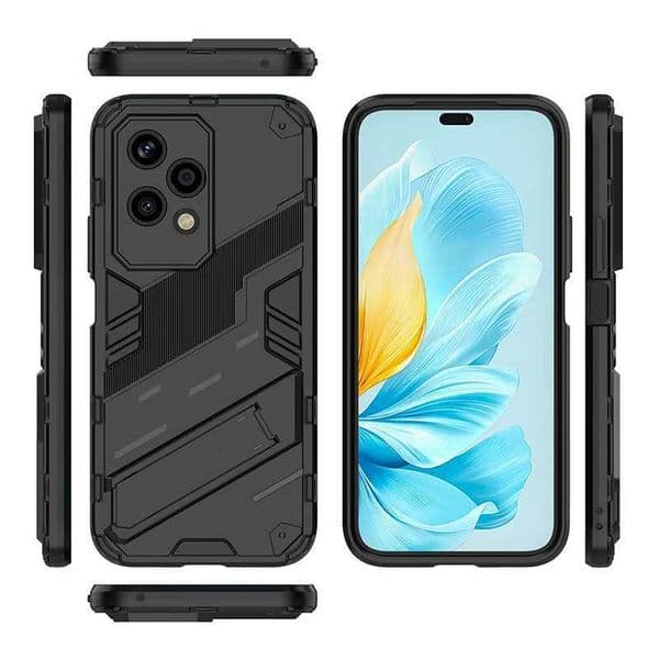 Luxury Solid Color Armor Soft TPUHard PC Holder Shockproof Phone Case For Honor 200 Pro 90 70 50 100 Pro Lite Bumper Back CoverM251114