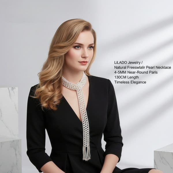 Natural freshwater pearl necklace round bead sweater chain long scarf