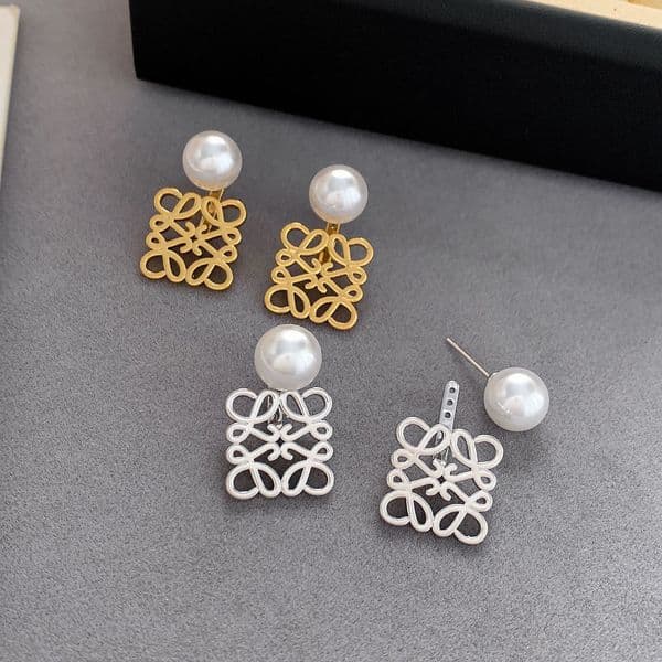 Luxury Square Pearl Stud For Women Girls Exquisite Geometric Earrings Designer Jewelry Accessories Fashion Wedding Gift