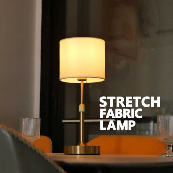 LED 5w Rechargeable Table Lamp Copper White Linen Fabric USB Touch Cordless Battery Dimmer Reading Table LightW251114