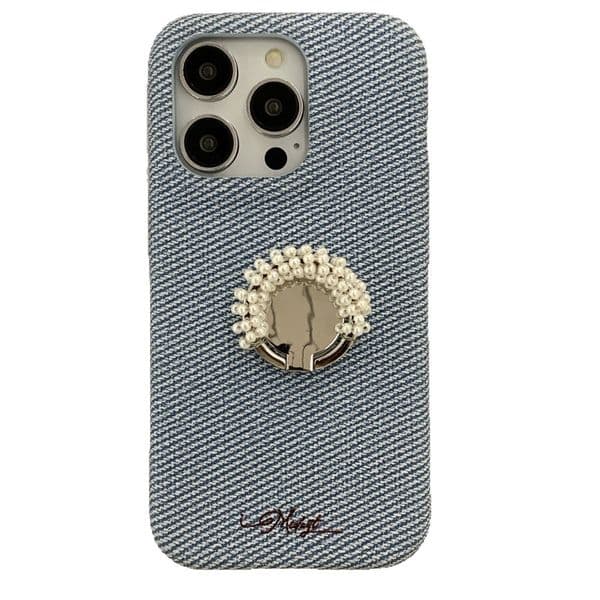 Bead Ring Stand Phone Case Compatible with iPhone 16/15 Pro Simple Niche Solid Color iPhone 14 Shockproof 13