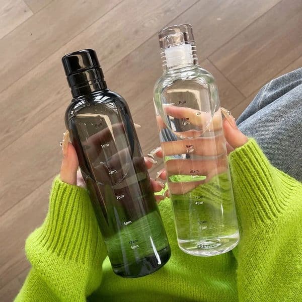est Water Cup Sport Water Bottle With Time Scale Couple Plastic Portable Water Container Anti-drop Outdoor Water Bottle 250414