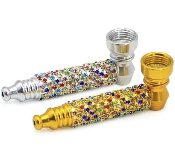 Smoking Pipes Threaded short cigarette holder gold color drill pipe popular silver drill metal pipe in Europe and America