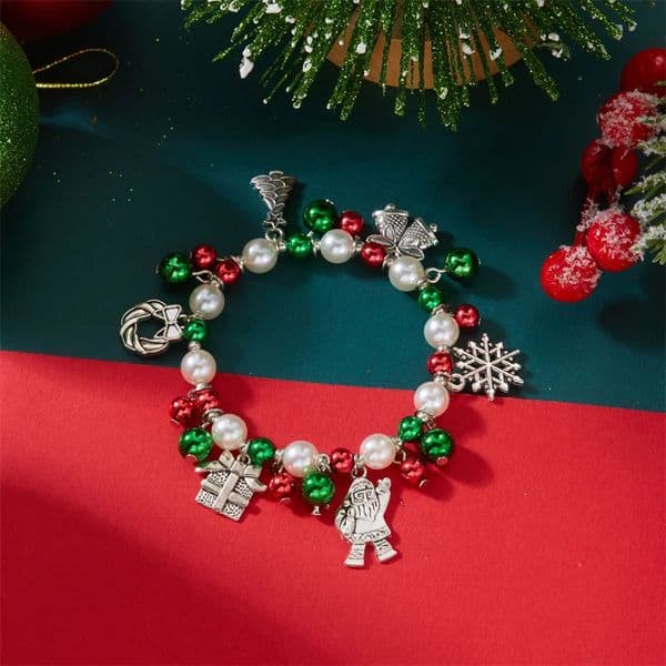 Fashion Christmas Beaded Bracelet for Women Trendy Christmas Tree Snowflake Santa Claus Bell Bracelet Xmas Holiday Party Jewelry 251111