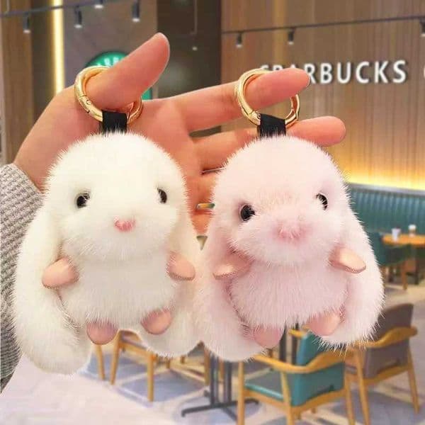 Imitating Sables cute rabbit doll charm keychain rabbit plush toy bag pendant cartoon car keychain jewelry accessories decoration X250415