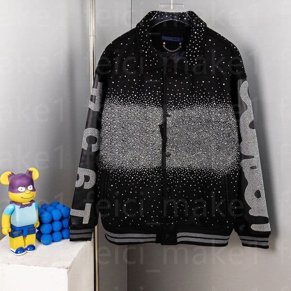 High Quality Sky Star Diamond Denim Jackets Mens Versatile Handsome Loose Glisten Motorcycle Coat Autumn