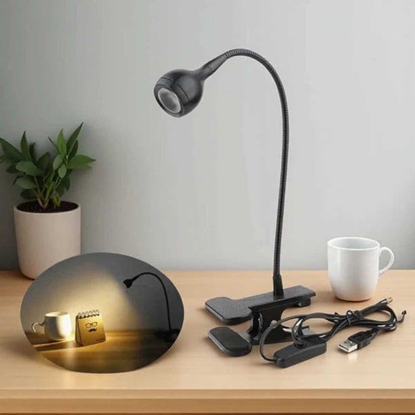 USB Desk Lamp LED Clamp Light 3W Adjustable Hose Book Light for Reading Study Creative GiftW251115