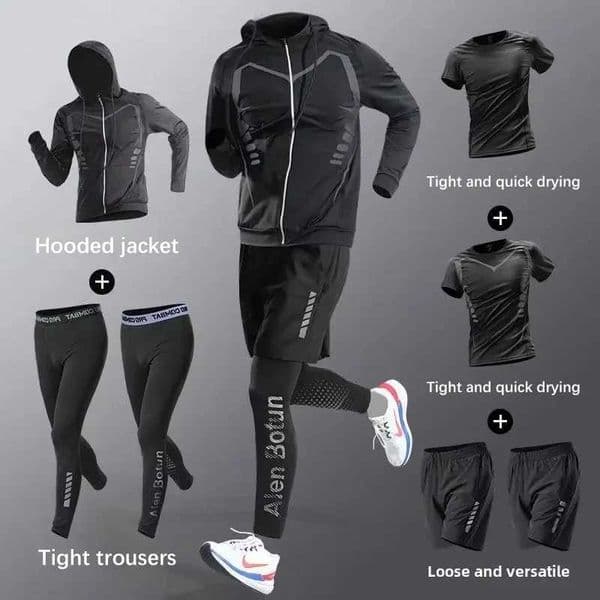 1-7pcs Set Mens Clothing Running Set Tight-Fit Quick-Dry Gym Workouts Tracksuit Training Cycling Mens Sweatsuits Set T251114
