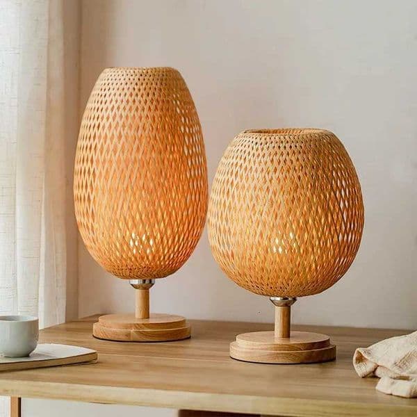 Natural Hand-Woven Bedside Lamp Bamboo Rattan Table Lamp Bedroom Desk Lamp Nightstand For Living Coffee RoomW251115