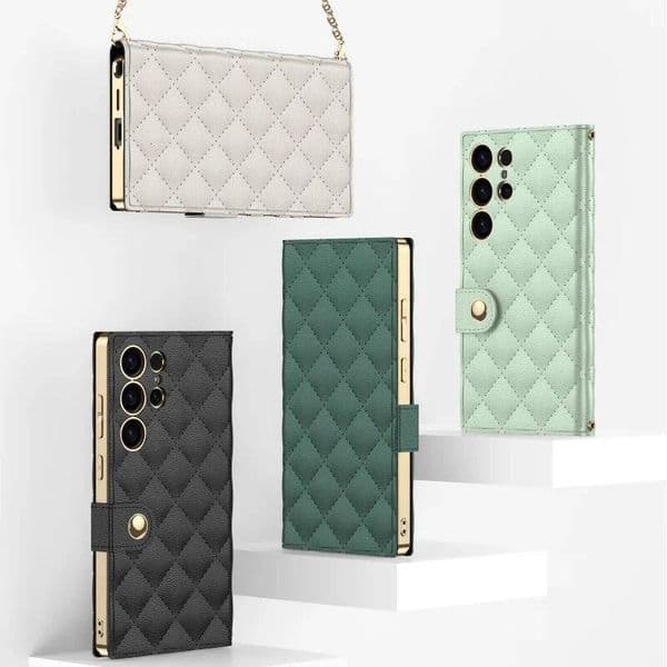 Luxury Adjustable Crossbody PU Leather Mirror Wallet with Card Holder Phone Case for Samsung Galaxy S25 S24 S23Ultra Cover