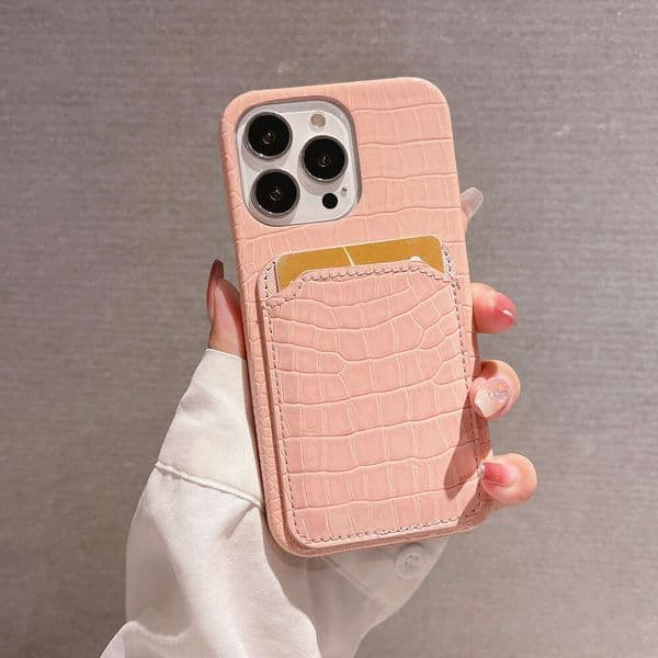 DHelectronics iPhone 17 Luxury Compatible with Apple 12 Internet Celebrity Leather Crocodile Card Slot Phone Case