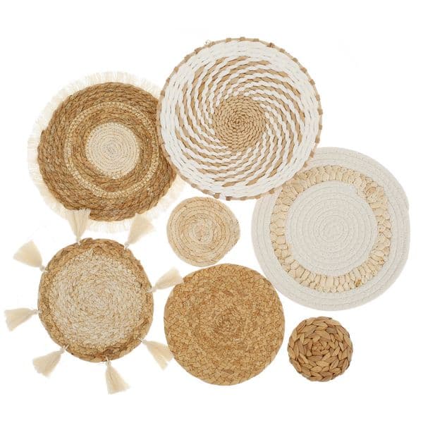 7pcs Woven Wall Basket Decor Bohemian Rattan Wicker Wall Decorative Woven Rattan Wall Basket Hanging Handmade Farmhouse Wall Han 251114