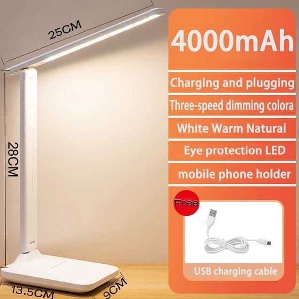 4000mAh Chargeable LED Table Lamp USB Folding Stepless Dimmable Desk Lamp Touch Foldable Eye Protection Reading Night LightW251115