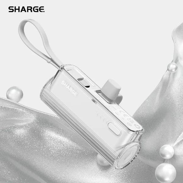 SHARGE Flow mini Power Bank Built-in replaceable USB-C Lightning connector 5000mAh Portable Charger for iPhone 15 Pro 251114