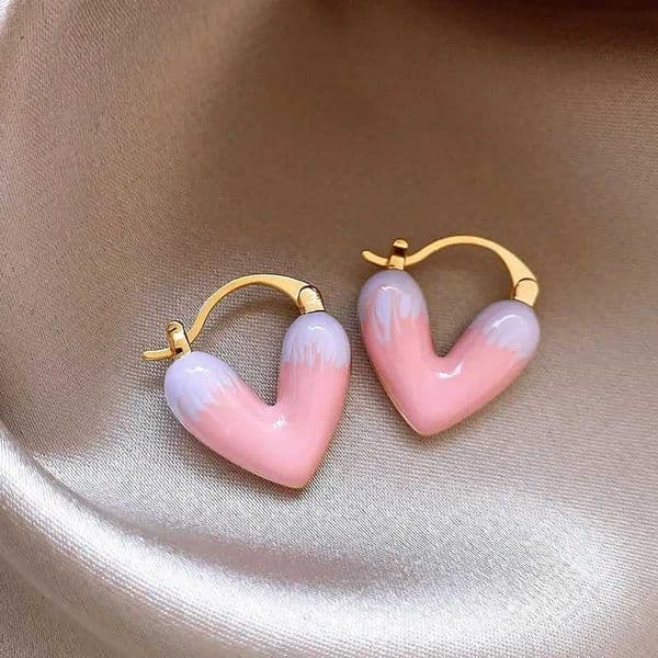 Pink Heart Ear Buckle Light Luxury High-grade Earrings for Women 2024 New Explosive Hoop Earrings Unique Temperament Jewelry W251115