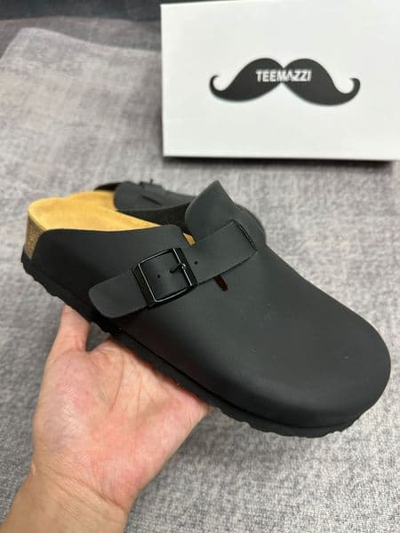 TEEMAZZI designer shoes hot genuine leather cork sole high quality casual shoes outdoor indoor versatile slippers for men and woman large size Z251206