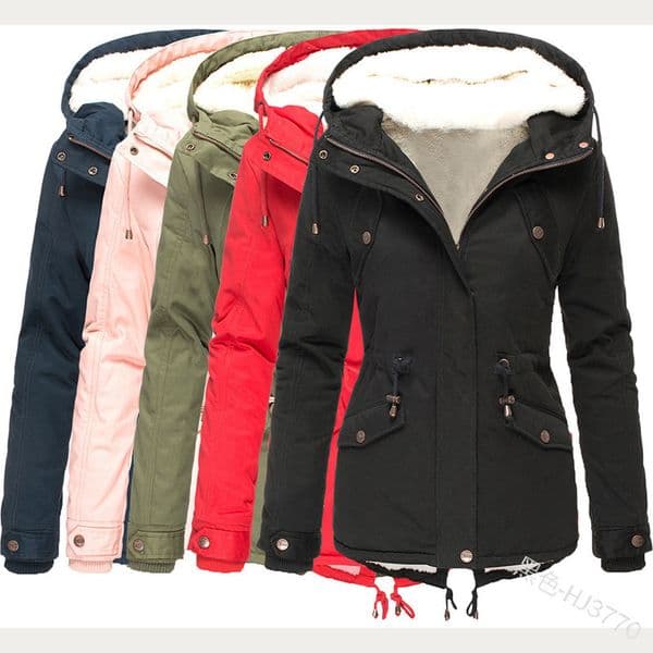 Designer Free Shipping Winter New Hot Selling Hooded Slim Fit Wool Lining Thickened Warm Cotton Coat Women's Medium Cotton Jacket