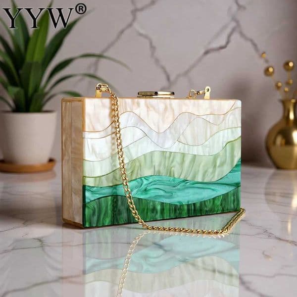 Acrylic Chain Handbag Box Clutch Evening Bags Luxury Wedding Women Dinner Dress Purses Ladies Chic Party Shoulder Crossbody Bags W251114