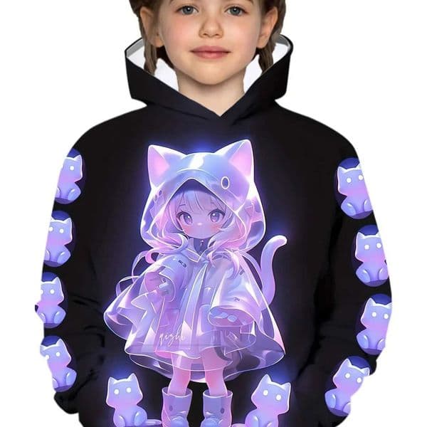 Kids Clothes Girl Hoodies Long Sleeve Cartoon Comic Girl Print Autumn Children Clothes Girl Kawaii Girl Tops Childrens ClothingW251115