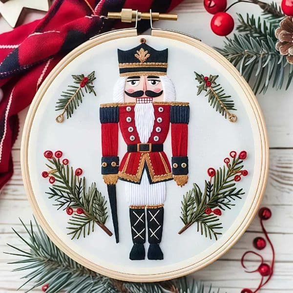 Christmas Walnut Soldier hand-Embroidery DIY material kit with an English instruction manual that is simple and easy to learn Y251115