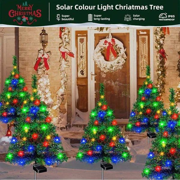 Christmas Tree Decorations Solar Outdoor Waterproof Light Sensor Colorful Christmas Lights for Garden Pathway Landscape Party Z251115
