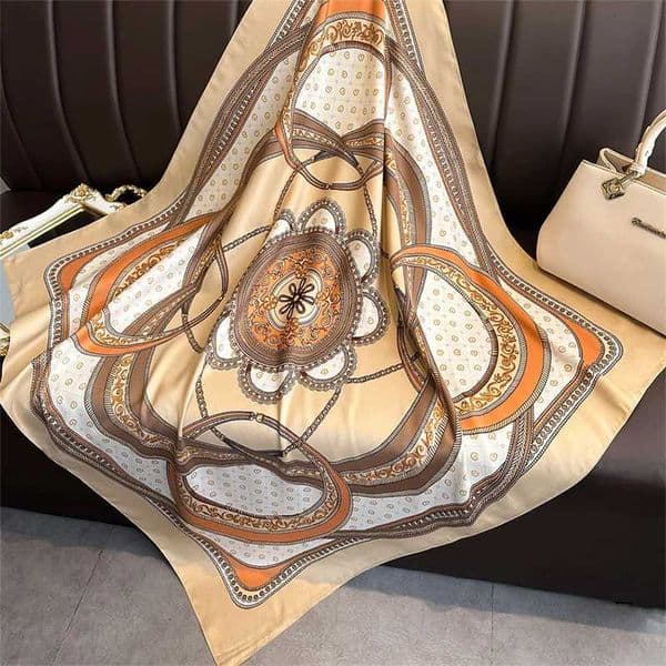 9090cm Square Silk Scarf Women Shawl Print Satin Hijab Female Luxury Brand Foulard Muffler Coverchief Bandanna Girl Headband Z251114