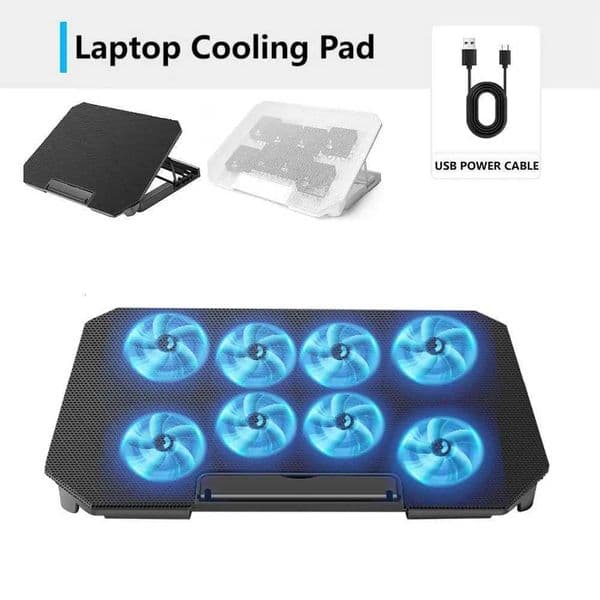 16inch Gaming Laptop Cooler with 8 Quiet Fans Notebook Stand Dual USB Port Foldable Laptop Cooling Pad For Notebook/Phones/TableM251115