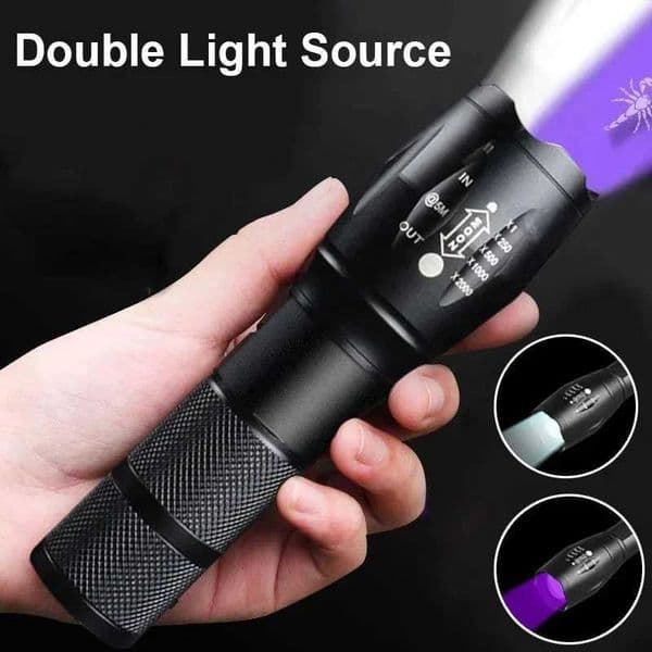 High power UV Led Flashilight Rechargeable Zoom Fluorescent Flashlights XPE Camping Lighting lamp Torches Scorpion Detector Z251115