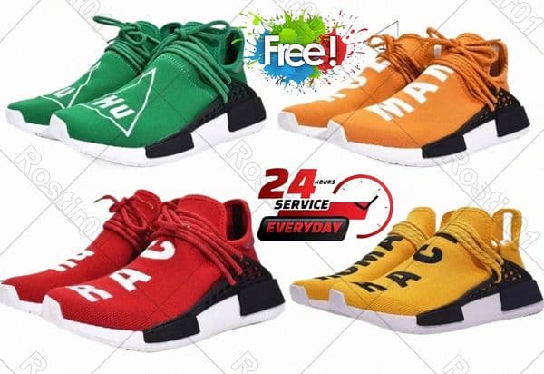 human Race Running Shoe Pharrell Williams Shoes Core Black China Exclusive Happy Gold Friends Family Trail Blank Canvas Black Knight PKmXZR#