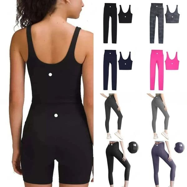 2025 New Hot Sale Leggings Yoga Bra Set Women Cropped Bell-Bottom Pants Shorts Exercise Running Leggings Gym Slim Fit Align Free Shipping