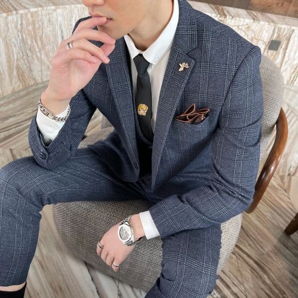 British Korean Style High Quality Modified Plaid Three-Piece Suit for Men - Stylish Business Casual Suit Vest And Trousers Set 251113BJ