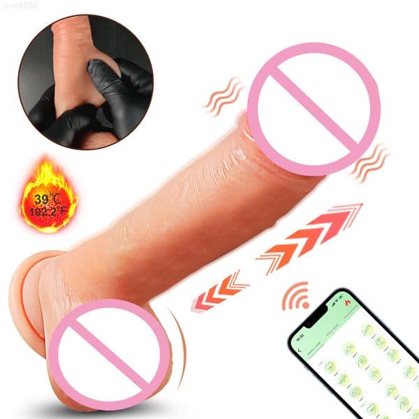 Wholesale APP Control Realistic Silicone Dildo Vibrator for WomenShaking Automatic Heating Vibrator Suction Cup Dildos