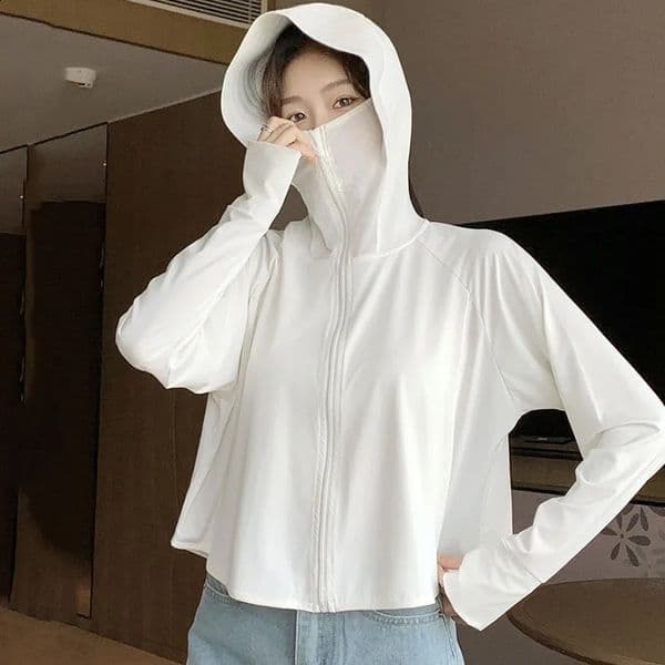 2025 Summer Uv Protection Sun Protection Coat Women Ice Silk Breathable Hooded Sunscreen Clothes Zipper Long Sleeve Jacket 250415