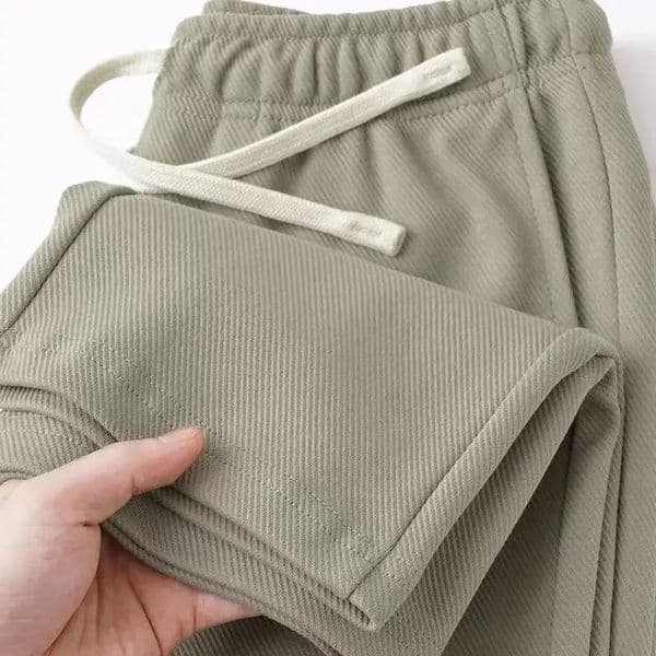 2024 autumn loose straight casual pants elastic waist solid color drawstring sports menswomens bag retro 250407
