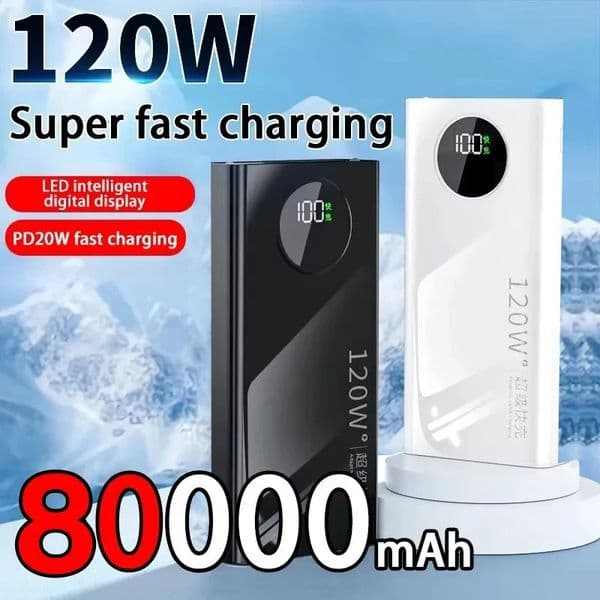 120W Power BankSuper Fast Charging 80000mah Ultralarge Capacity For Mobile Power External Battery For Iphone 251114