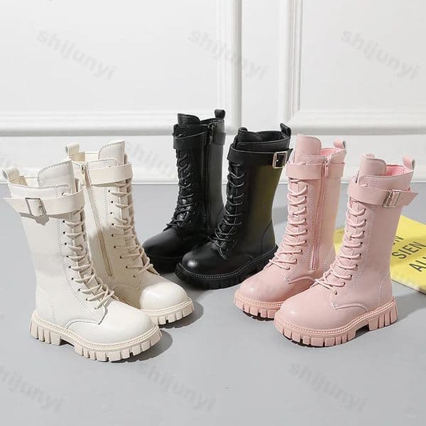 Children Knee Length Boots 2025 Autumn British Kids Zipper Comfortable Non Slip Solid Color Long Girls Princess 2501105