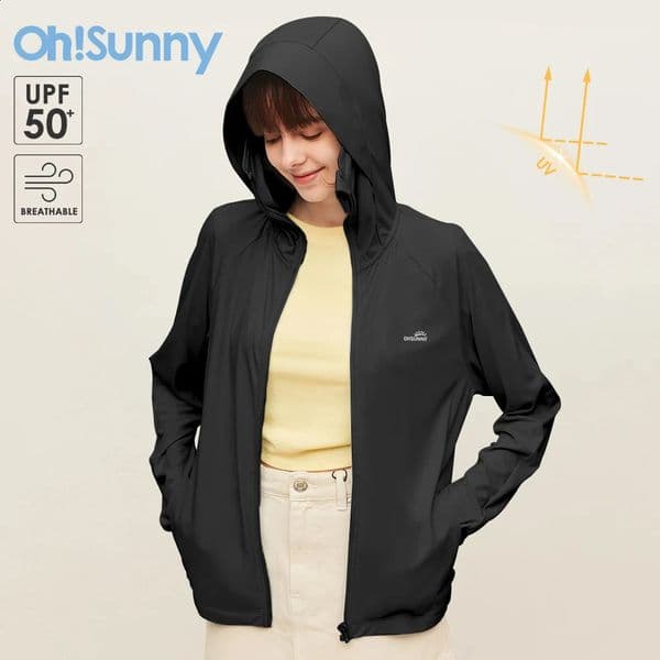 OhSunny Sun Protection Coats Outdoor Sport Fashion Anti UV Cooling Clothing Sunscreen Hooded Solid Color Breathable Loose Jacket 250415