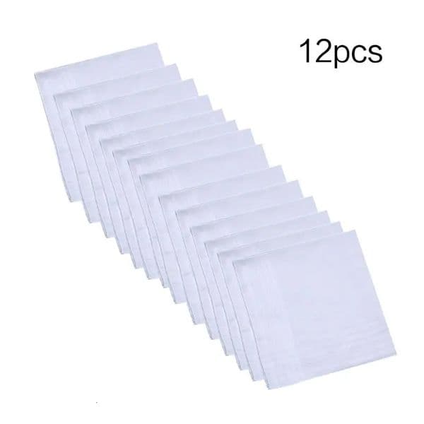 12Pcs/Set 40x40cm Men Women Cotton Handkerchiefs Pure Hankies Jacquard Striped Pocket Square Towel DIY Painting 250407