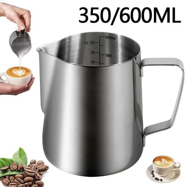 350/600ml Stainless Steel Milk Frothing Pitcher Coffee Cappuccino Latte Art Cup with Clear Scale Espresso Machine Accessories 250414