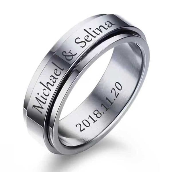 Woman Belt Designer Personalized Spinner For Men Women 6Mm Stainless Steel Rotatable Wedding Band Custom mens belt designer Name Date Initial Male Tail Ring Cin