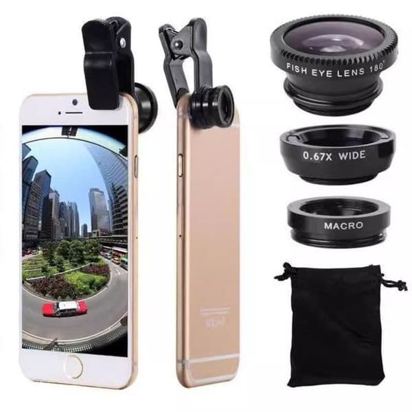 Fisheye Lens 3 in 1 mobile phone lenses fish eye +wide angle +macro camera lens for iphone X XS 8 8X 7 6s plus 5s/5 xiaomi huawei samsung