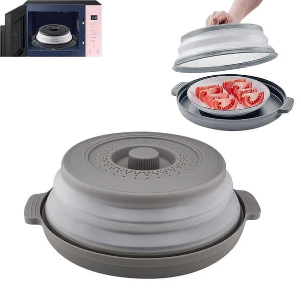 102 inch Microwave Plate Cover 2 In 1 Cover as Splatter Guard Collapsible Lid for Plate Dish Bowl Multi-Purpose Kitchen Gadget 251114