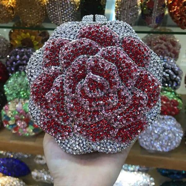 XIYUAN Brandbags Rose Wer Shape Wallet Crystal Clutch Handbag Dias Evening Bag Party Purse Rhie Shoulder Bag