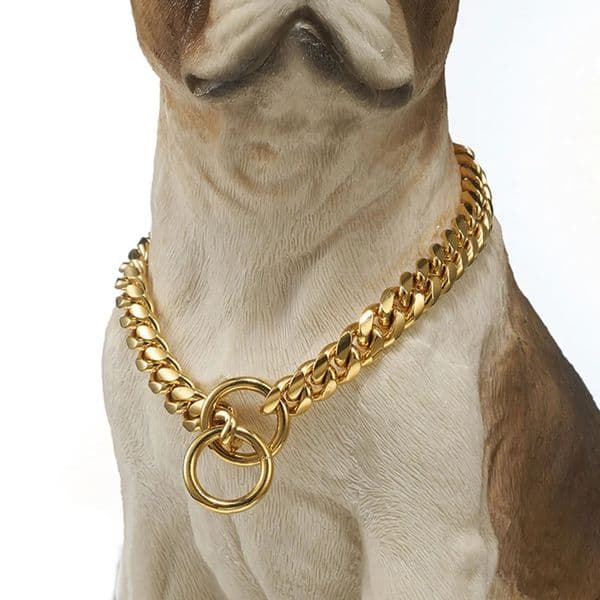 Dog Chain Collar Black Gold 10MM Cuban Link Dog Collar Stainless Steel Metal Slip Chain Collar for Dogs Heavy Duty Chew Proof 251112