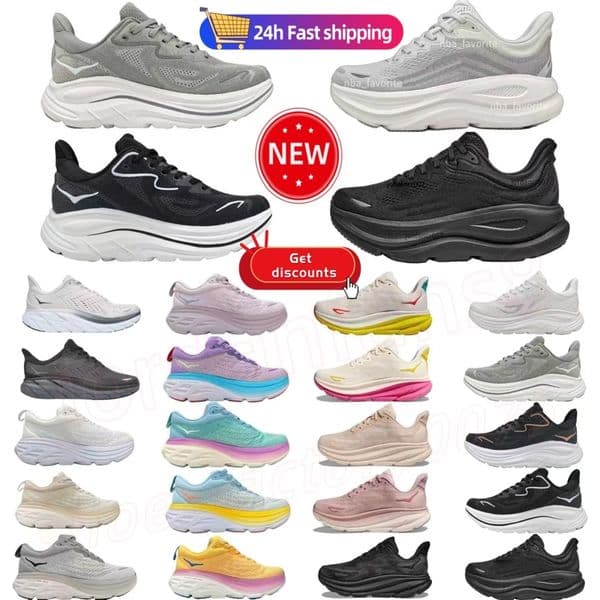 Hokamen Hokawomen Clifton10 9 Bondi 9 8 Running Shoes For Men Women Casual Outdoor Green Sports Triple White Pink Grey Mens Womens Hiking Big Size 12 36-46